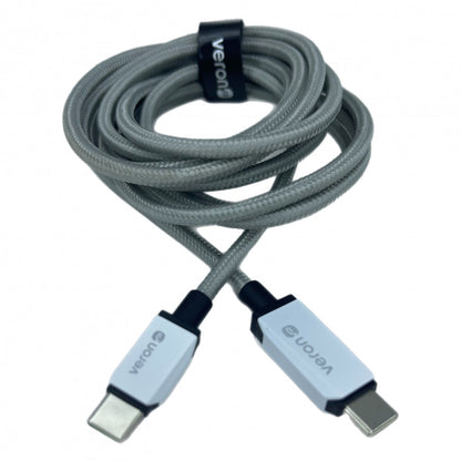 USB C to C cable 60W PD (2m) Veron CC12 Nylon LCD – Black