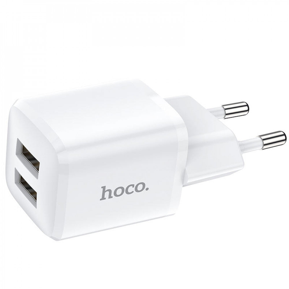 Home Charger 2.4A 2U USB C Cable (1m) Hoco N8 – White