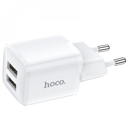 Home Charger 2.4A 2U USB C Cable (1m) Hoco N8 – White