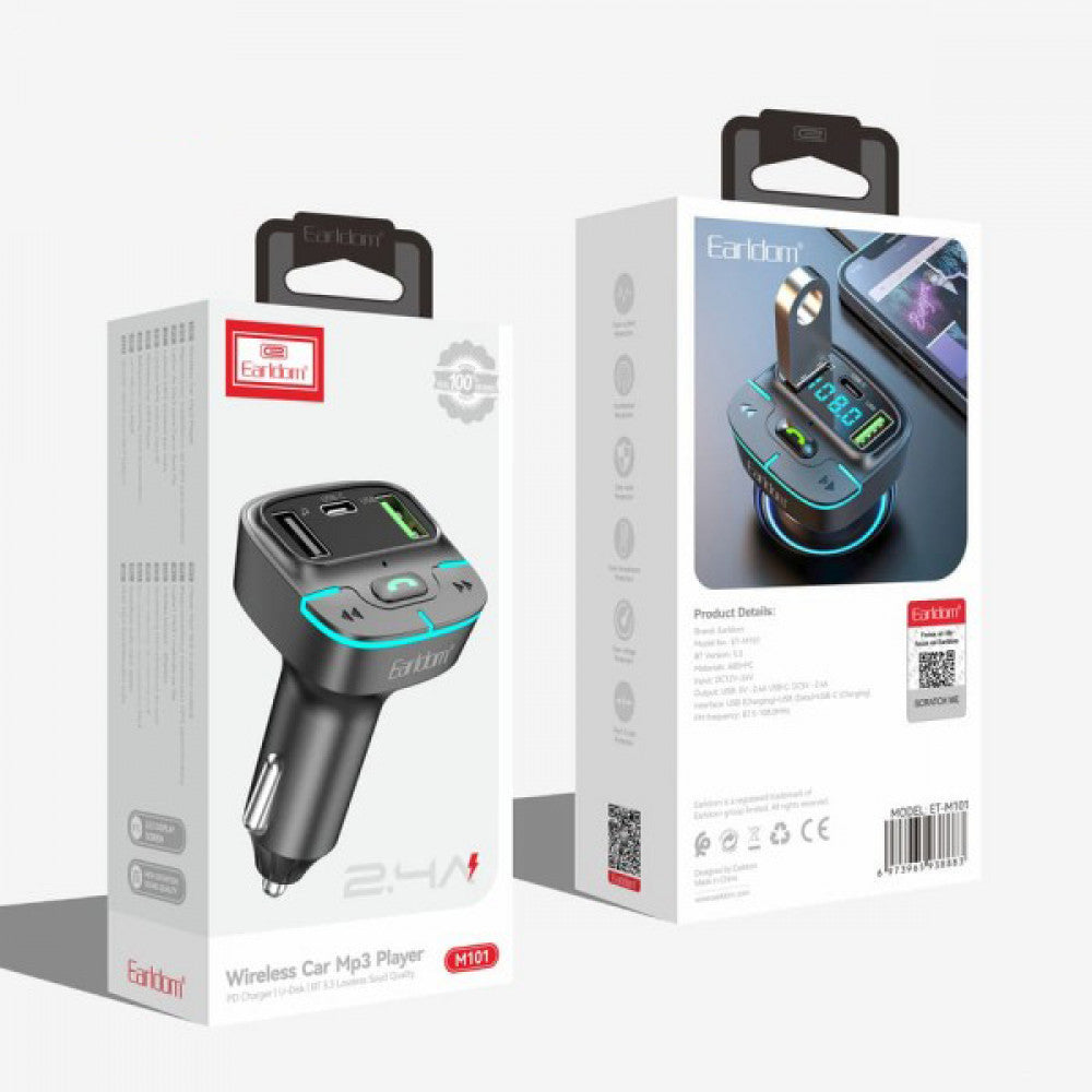 Fm Modulator MP3 | Car Charger | 3.1A | 2U | 1C - Earldom ET-M101