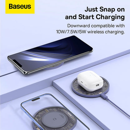 Magnetic Wireless Charger 15W Baseus (CCJJ05) Simple Series 2 – CCJJ050001 Black