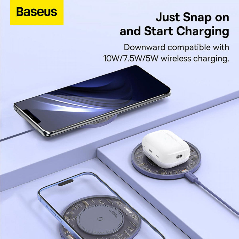 Magnetic Wireless Charger 15W Baseus (CCJJ05) Simple Series 2 – CCJJ050001 Black