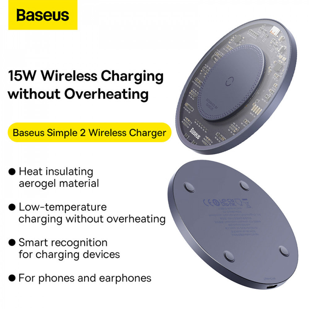 Magnetic Wireless Charger 15W Baseus (CCJJ05) Simple Series 2 – CCJJ050001 Black