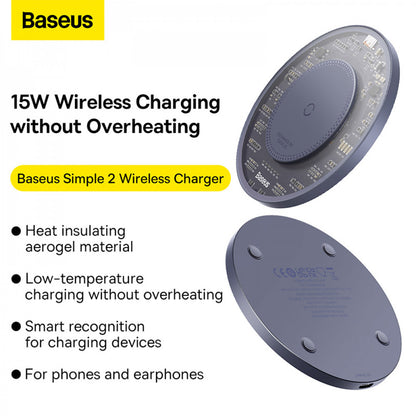 Magnetic Wireless Charger 15W Baseus (CCJJ05) Simple Series 2 – CCJJ050001 Black