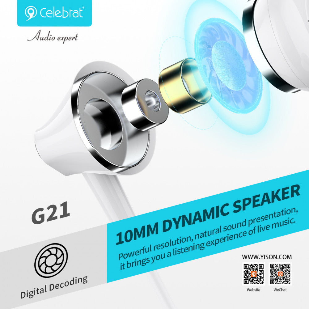 Headphones with microphone 3.5mm Celebrat G21 – Black