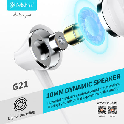 Headphones with microphone 3.5mm Celebrat G21 – Black