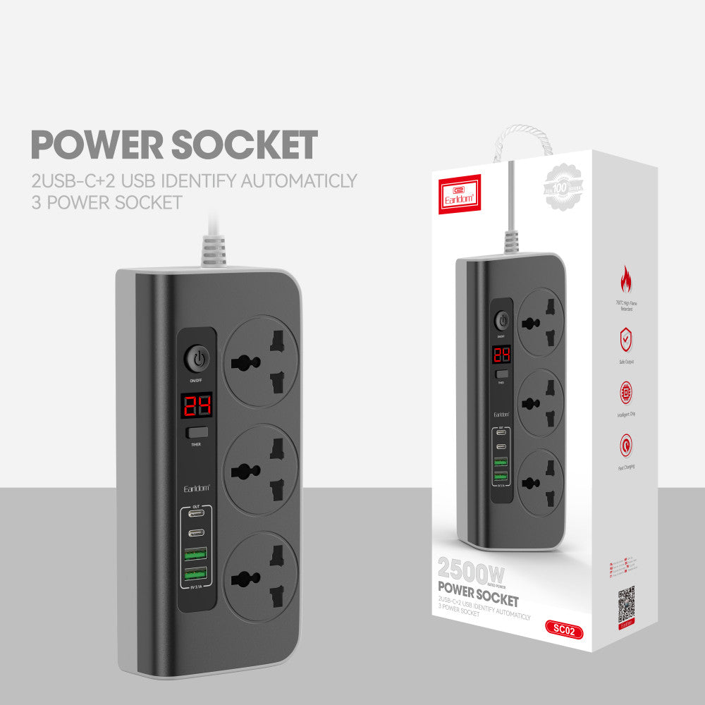 Фільтр живлення 4U | 3P | 3.1A | 1.5m — Earldom ES-SC02