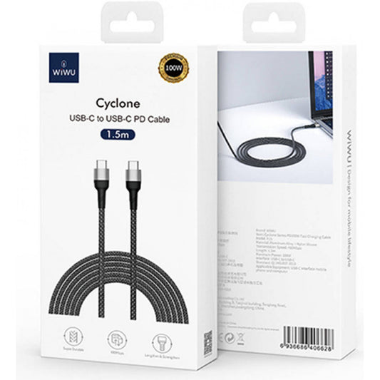 USB C to C cable 100W PD (1.5m) WiWU F15 – Black