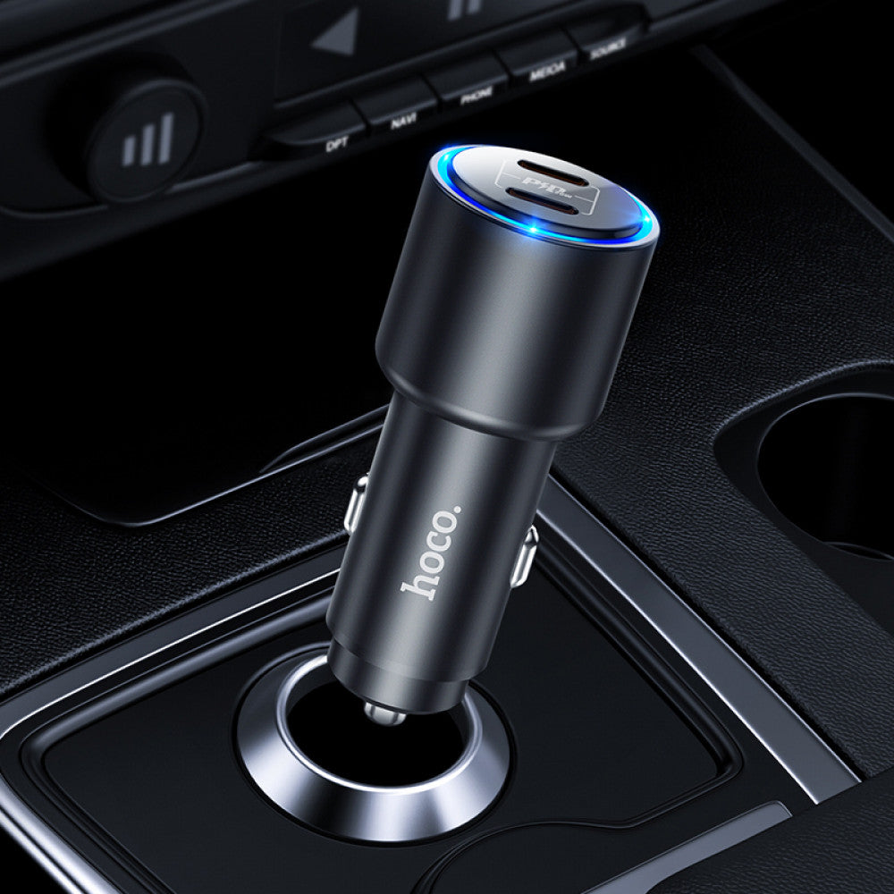 Car Charger | 40W | PD | 2 USB-C |  — Hoco NZ3 — Black