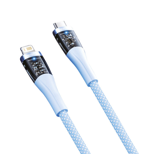 Кабель USB C to Lightning 27W PD (1.2m) — Veron CL05 Nylon Blue — Silver