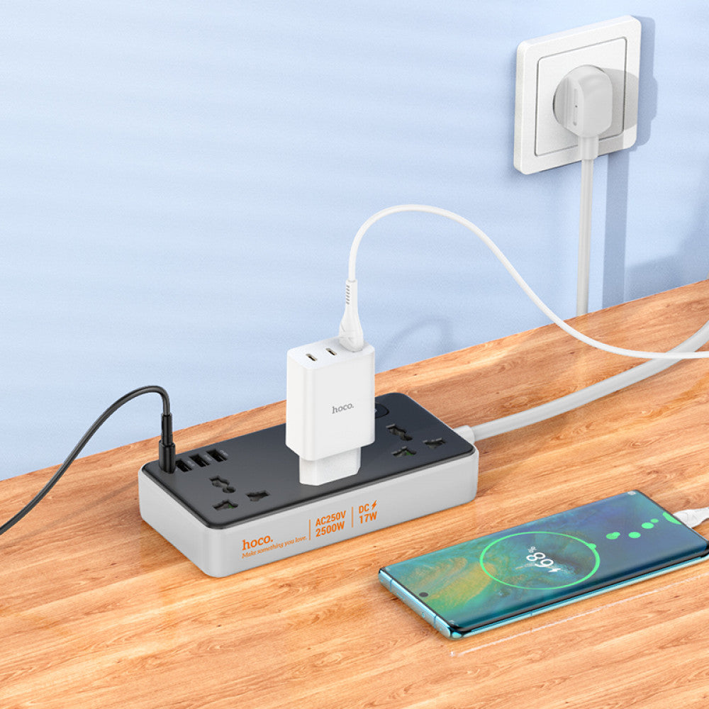 Power Extension 3U | 3P | 1C — Hoco AC7 L=3M — Black