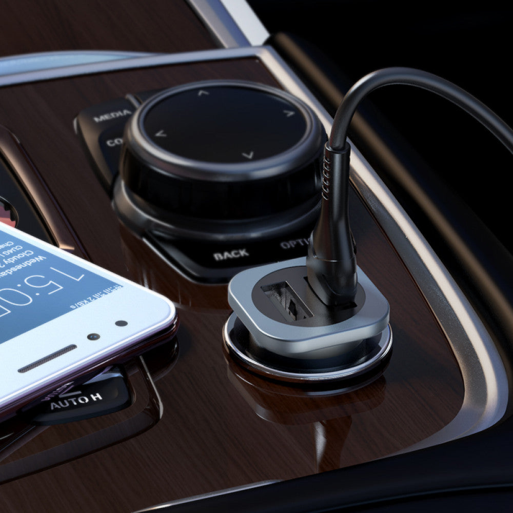 Car Charger 24W 2U Hoco NZ4 – Metal Gray