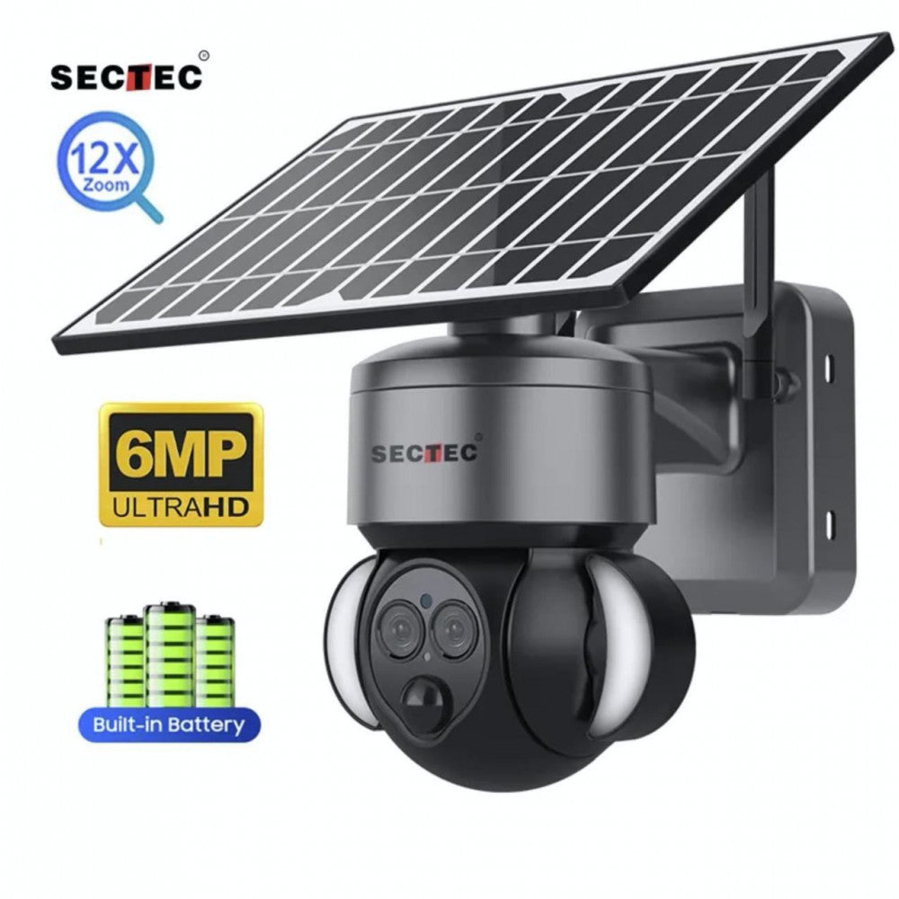 Outdoor IP camera 6MP Sectec ST-S568M-4G-6M-12X ZOOM 4G solar powered