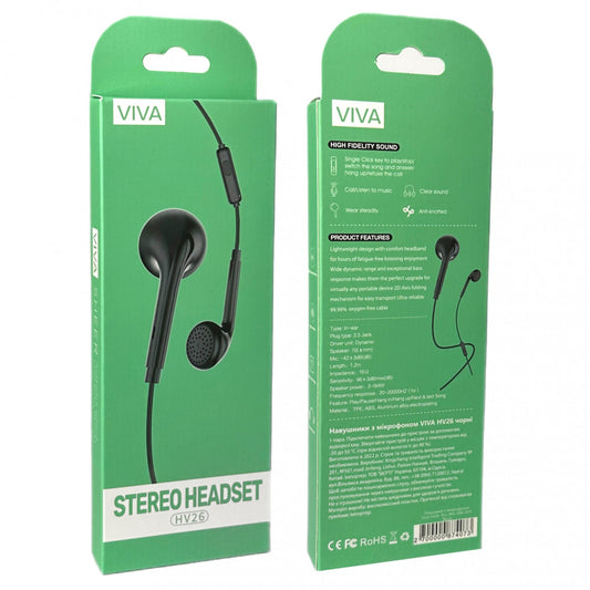 Headphones with microphone 3.5mm Viva HV26 – Black