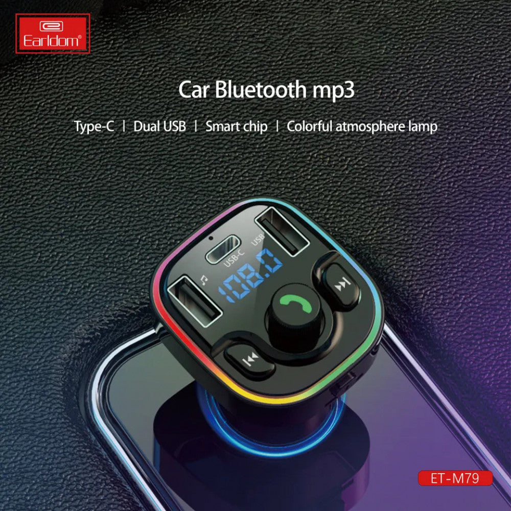 Fm Modulator MP3 | Car Charger | 3.1A | 2U | 1C - Earldom ET-M79