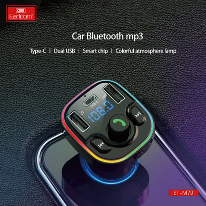 Fm Modulator MP3 | Car Charger | 3.1A | 2U | 1C - Earldom ET-M79