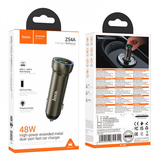 Car Charger | 48W | PD | QC3.0 — Hoco Z54A — Gold