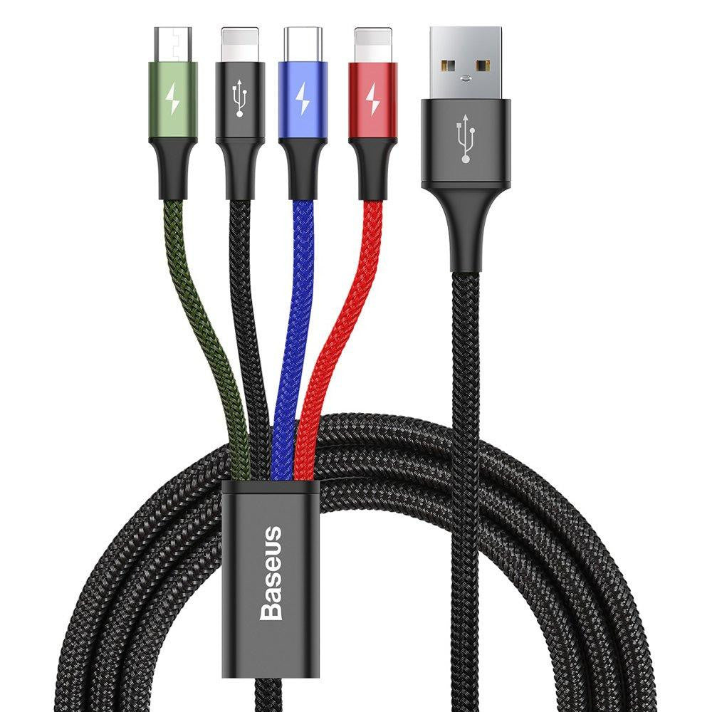 Cable 4 in 1 (2L, M, C) 3.5A (1.2m) Baseus (CA1T4-A01) Rapid Series Black - CA1T4-A01 Black