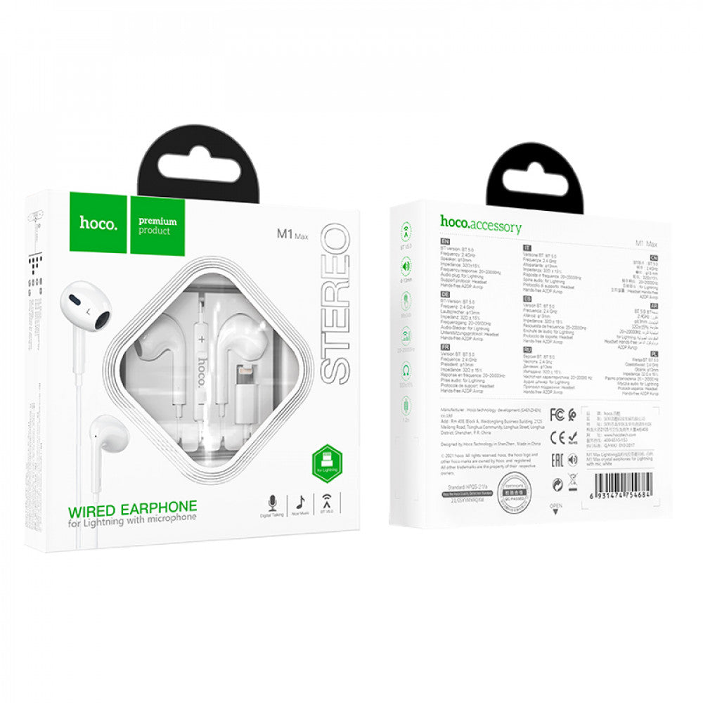 Headphones with microphone Hoco M1 Max crystal Lightning — White