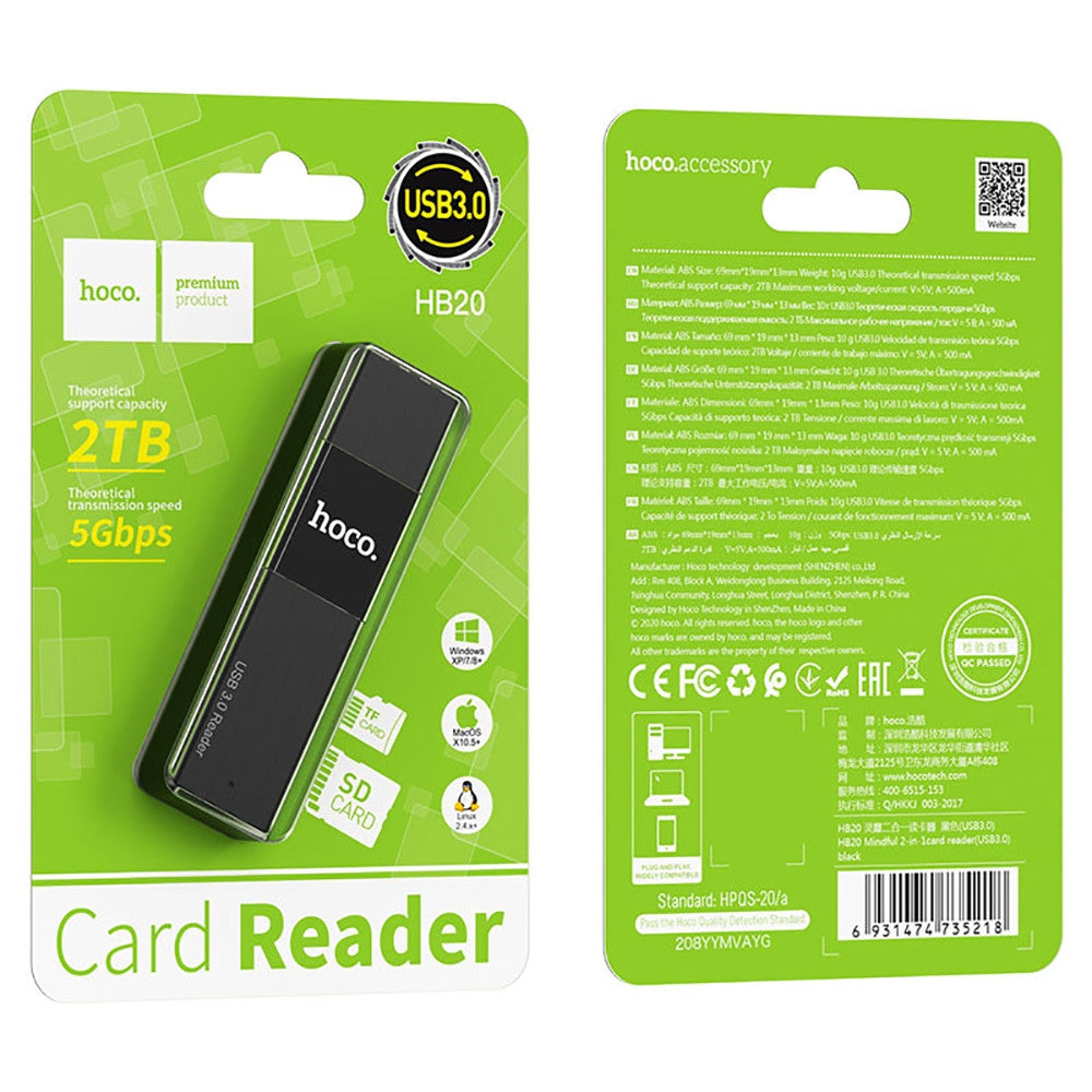 Card Reader Hoco HB20 (USB3.0) – Black