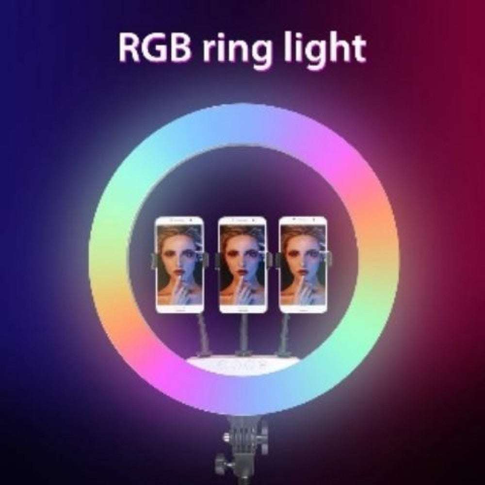 Лампа Кольцевая LED RL-21 RGB Original 54 cm  65w | 416 Lights | Remote I 3m cable with plug  I 3 holder I carry bag