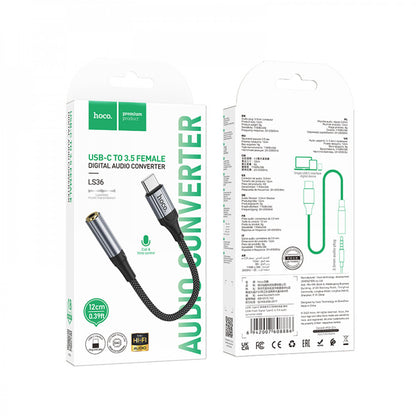 Adapter USB C To 3.5mm Hoco LS36 – Black
