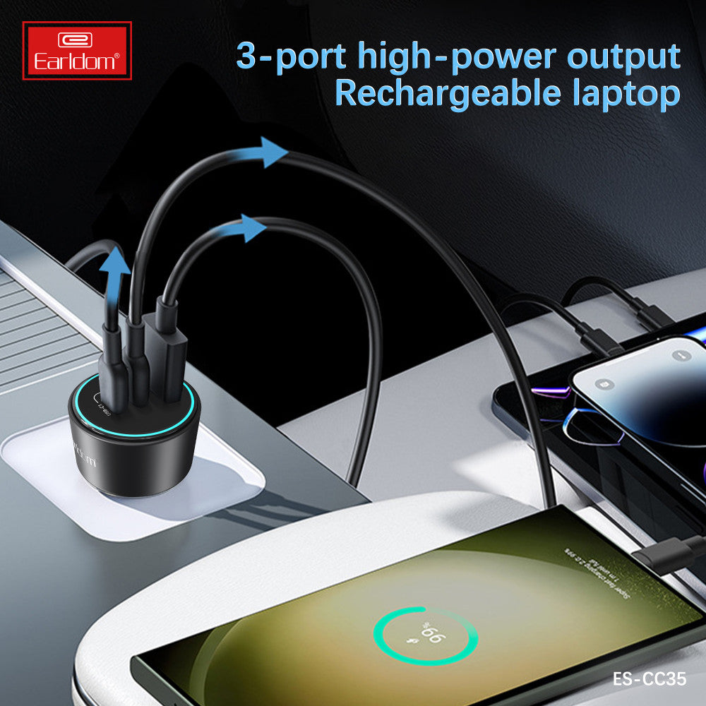 Car Charger 2.4A 1U 2C Earldom ES-CC35