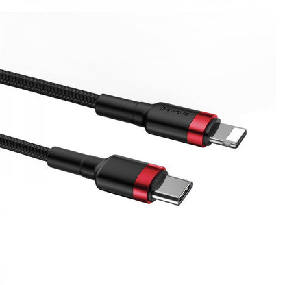 USB C to Lightning Cable 20W PD (1m) Baseus (CATLKLF) Cafule Series – CATLKLF-G1 Gray &amp; Black