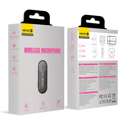 Wireless microphone for phone Lightning Veron M8-2L with charging case