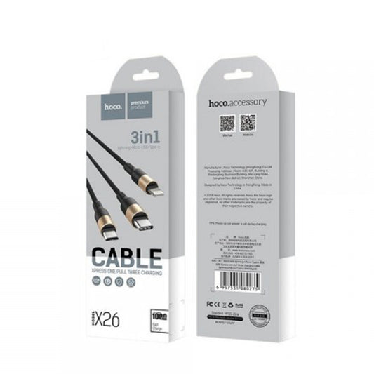 Cable 3 in 1 (L, M, C) 2A (1m) Hoco X26