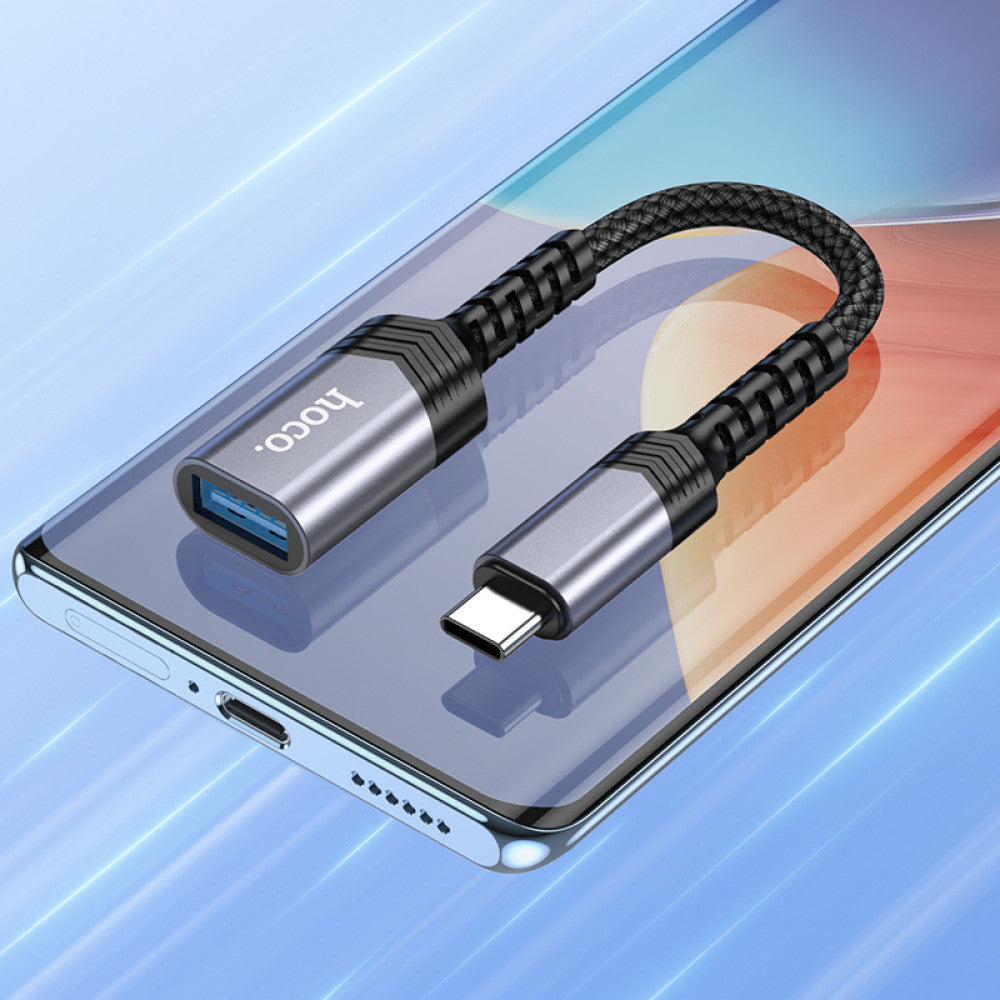 Adapter OTG USB C To USB Hoco UA24 – Metal Gray