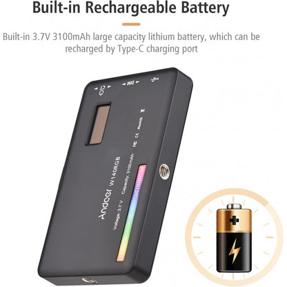 Video light lamp LED W140 RGB 8W LED 140pcs color 2500-9000K CRI95+ Battery 3100mAh