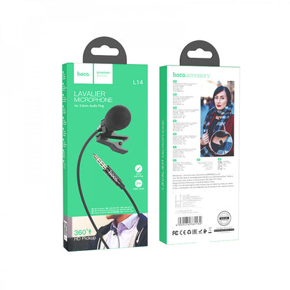Microphone for phone 3.5mm Hoco L14 Lavalier — Black