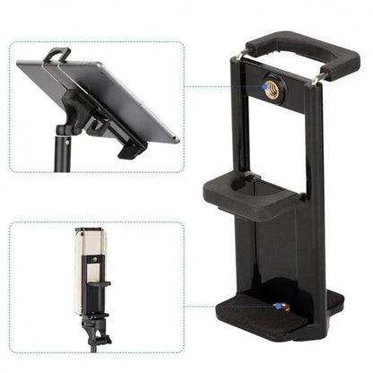 Universal holder-clamp for phone and tablet on tripod and monopod tablet clamp