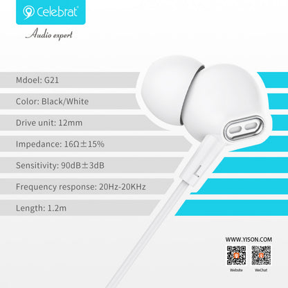 Headphones with microphone 3.5mm Celebrat G21 – Black