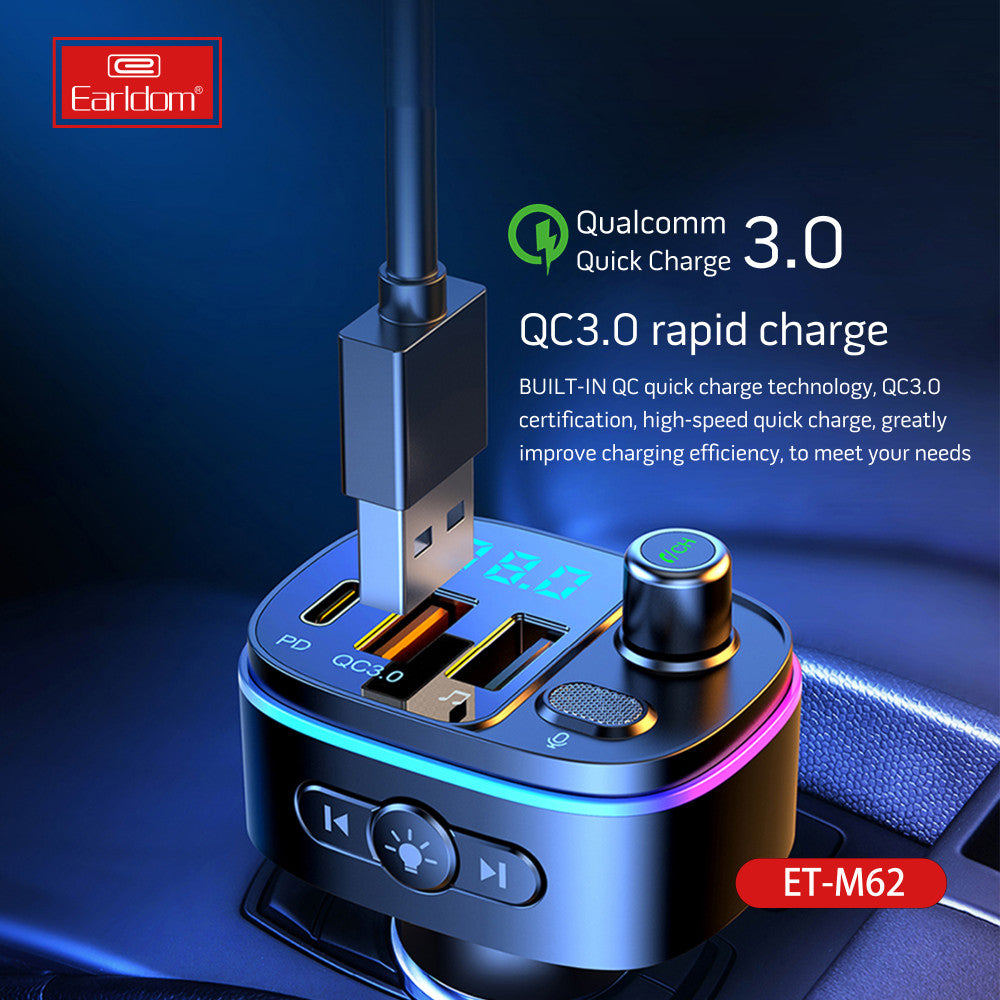 Fm Modulator MP3 | Car Charger | 3.0A | 2U | 1C - Earldom ET-M62