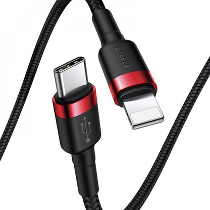 USB C to Lightning Cable 20W PD (1m) Baseus (CATLKLF) Cafule Series – CATLKLF-G1 Gray &amp; Black