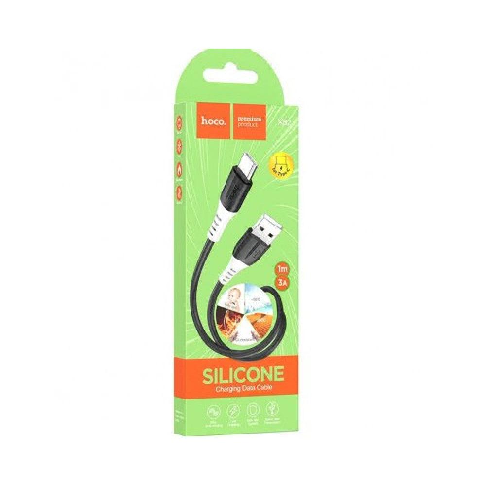 Кабель Lightning 2.4A (1m) Hoco X82 silicone — Black