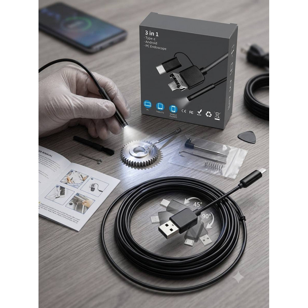 Эндоскопическая камера 10м 3in1