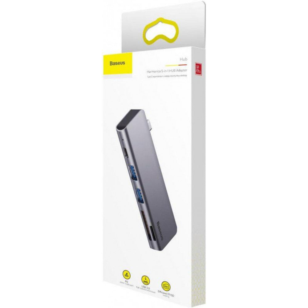 HUB USB C Baseus(CAHUB-K0G) Harmonica 5 in 1 – CAHUB-K0G Black