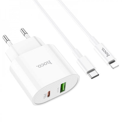 Home Charger 20W PD QC3.0 C to Lightning Cable (1m) Hoco C95A – White