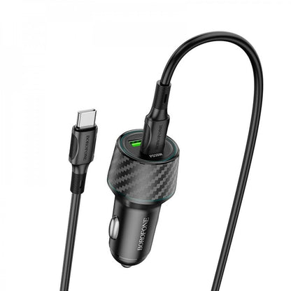 Car Charger | 30W | PD | QC3.0 C to C Cable (1m) – Borofone BZ21 – Black