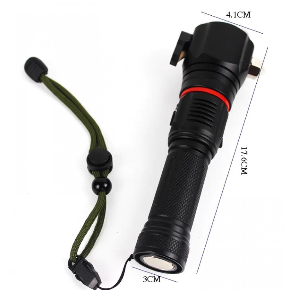 Фонарь ручной аккумуляторный с USB, ZOOM, стеклобоем и магнитом  — SY-2008