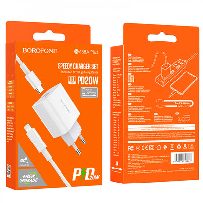 Home Charger | 20W | PD | Lightning Cable (1m) – Borofone BA38A – White