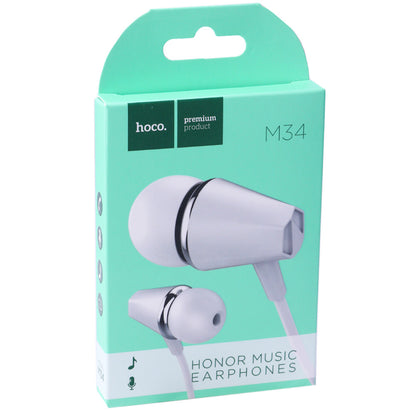 Headphones with microphone 3.5mm Hoco M34 Honor Music – White