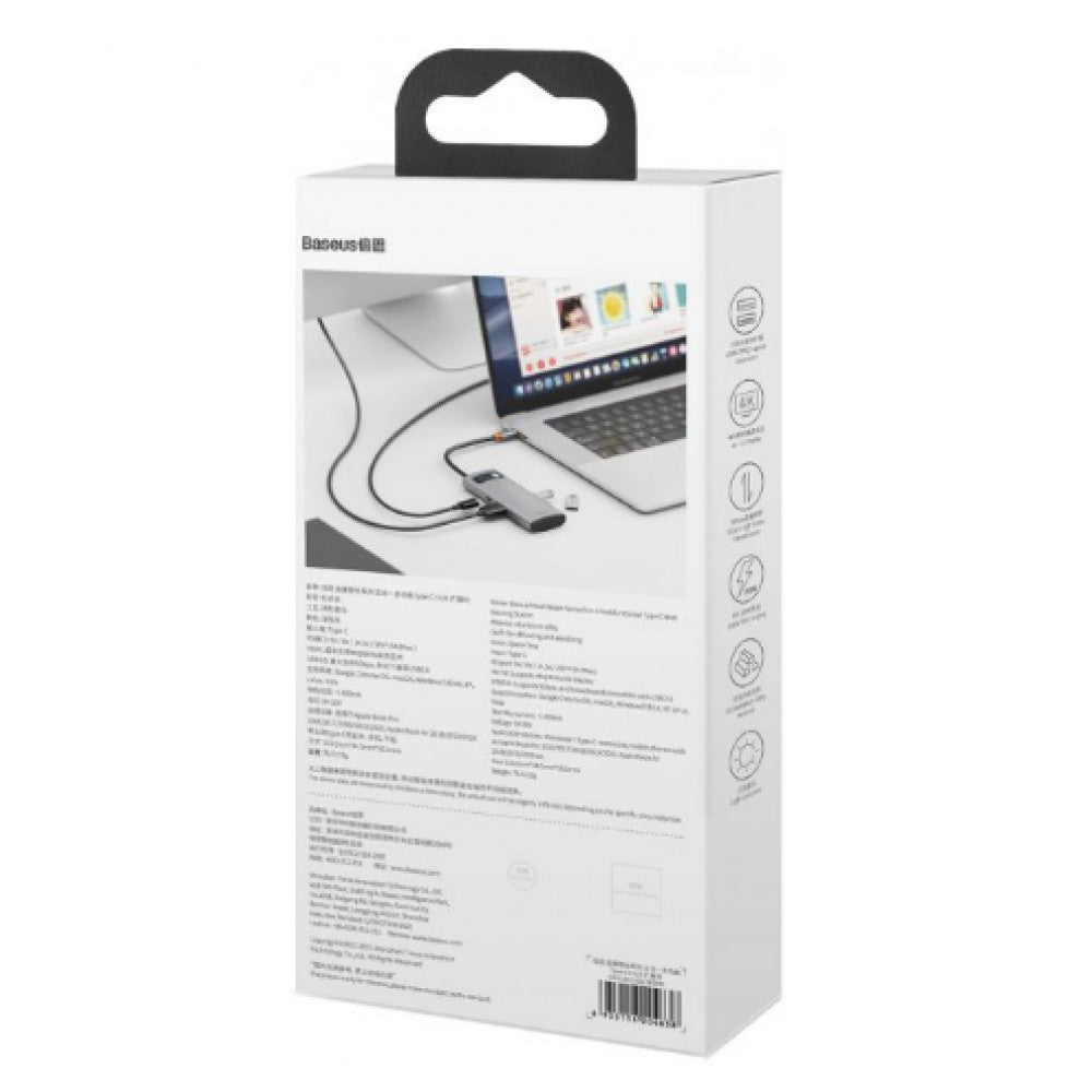 Baseus (WKWG020013) Metal Gleam Series 5-in-1 Multifunctional Type-C HUB Docking Station Gray 30Hz Version – WKWG020013 Gray