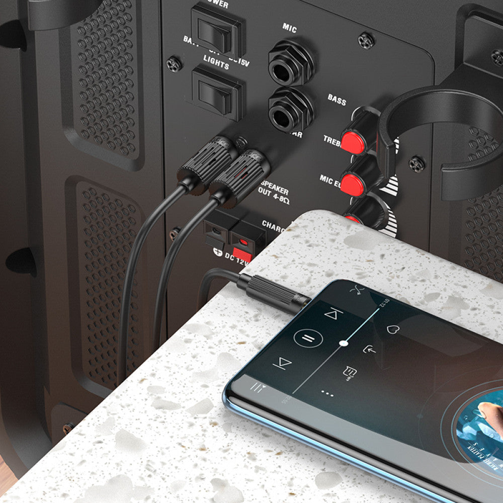 Cable Aux to 2 RCA (1m) Hoco UPA28 – Black