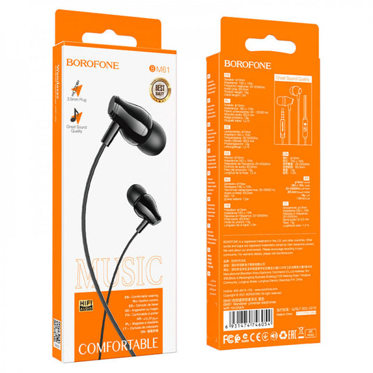 Headphones with microphone 3.5mm – Borofone BM61 Wanderer – Black