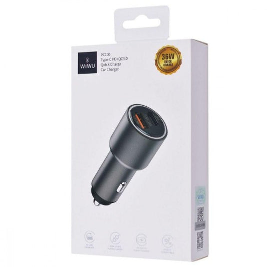 Car Charger 35W PD QC3.0 WiWU PC100 – Gray
