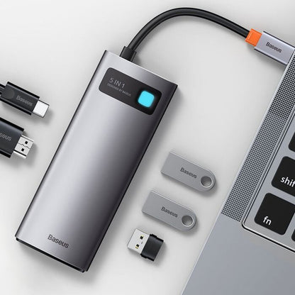 Baseus (WKWG020013) Metal Gleam Series 5-in-1 Multifunctional Type-C HUB Docking Station Gray 30Hz Version – WKWG020013 Gray